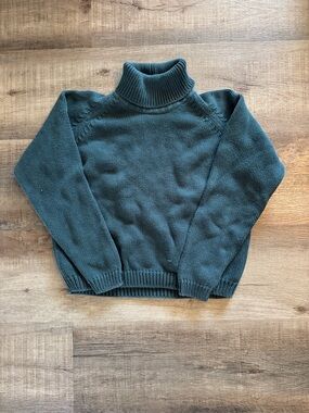 JEANNE PIERRE teal 100% cotton Ribbed Knit Sweater